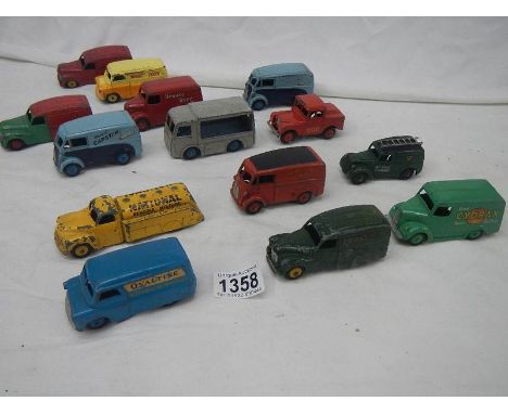 A good selection of tidy Dinky small commercial vehicles including Austin, Trojan, Bedford etc., 14 in total.