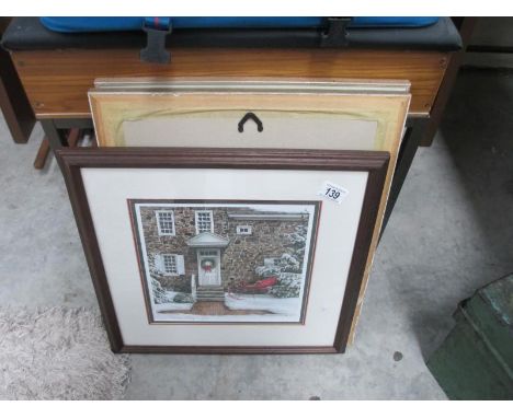 Two botaalical limited edition prints and a signed Christmas house limited edition print