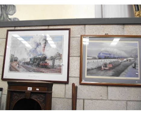 A B J Freeman (B.1937) railway print featuring LMS Coronation Scot express train entitled (Winter Wayfarers@ signed and and  