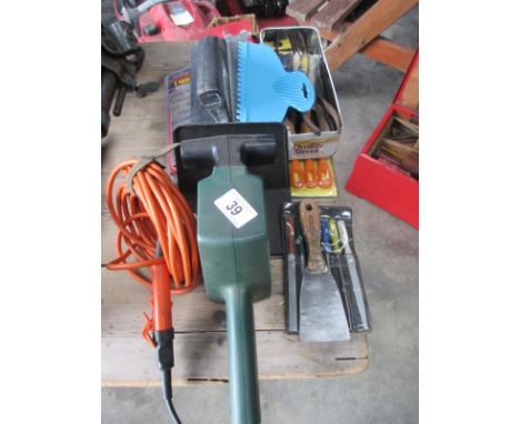 An electric hedge trimmer, quantity of tools etc