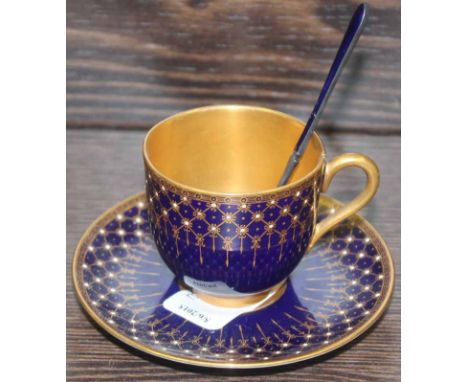 ROYAL WORCESTER COFFEE CUP, SAUCER AND SPOON