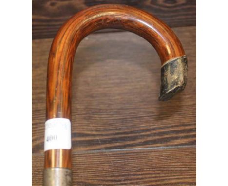 SILVER COLLARED MAHOGANY WALKING STICK