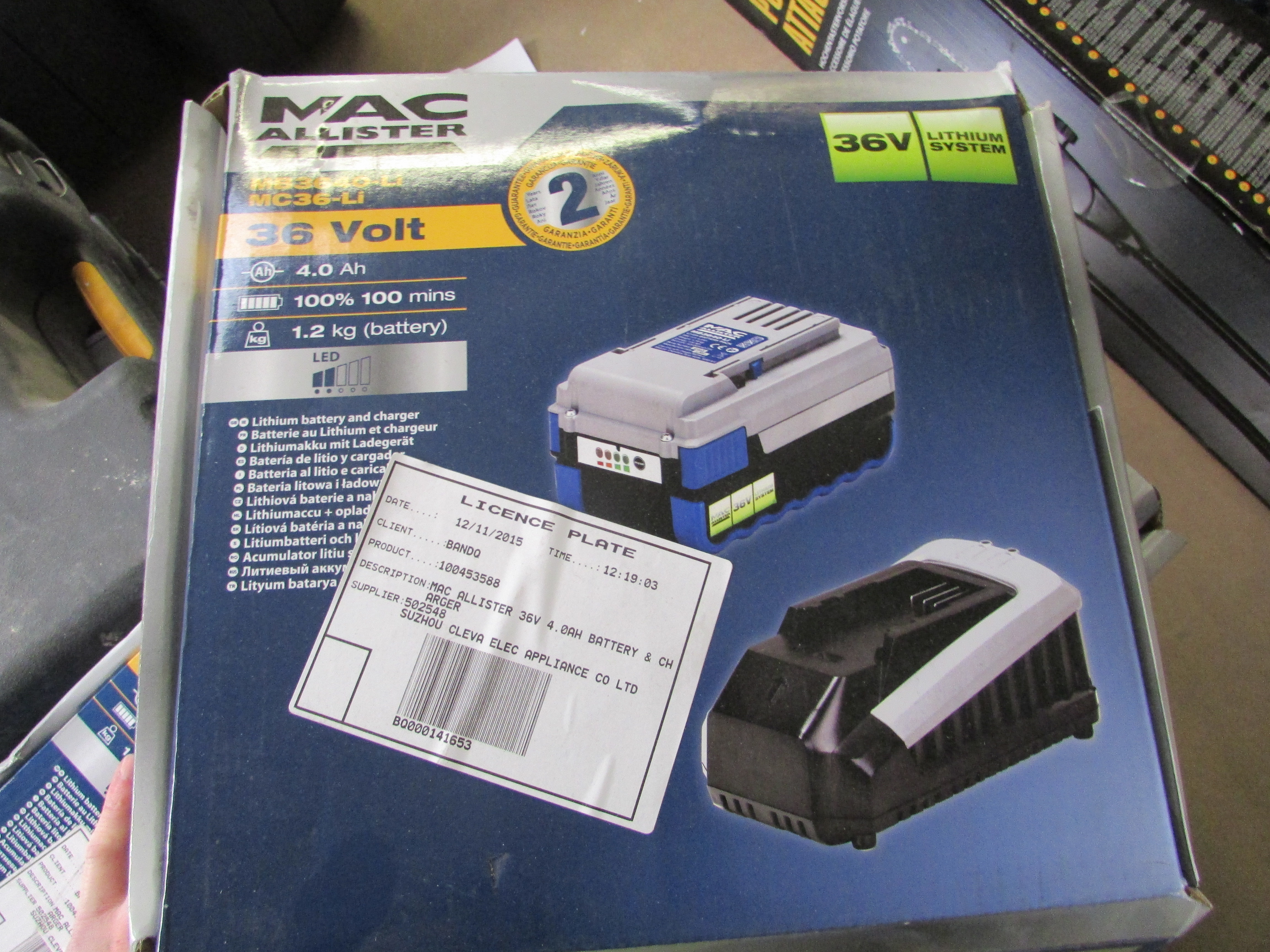 MacAllister 36v 4.0Ah MB3640 Li & MC36Li Lithium Battery & Charger