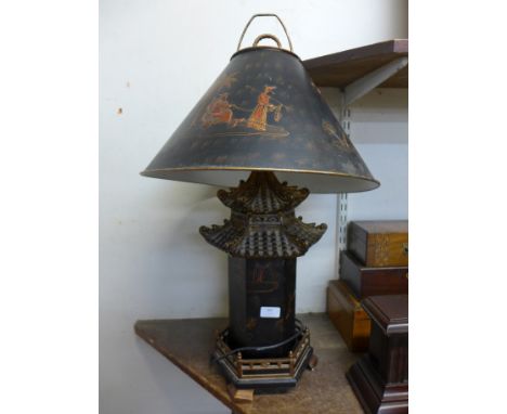 A Chinese lantern style table lamp