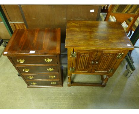 A mahogany chest of drawers and an Old Charm two door cabinet