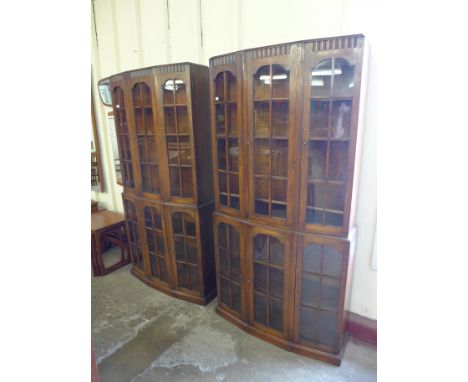 A George V pair of oak six door bookcases