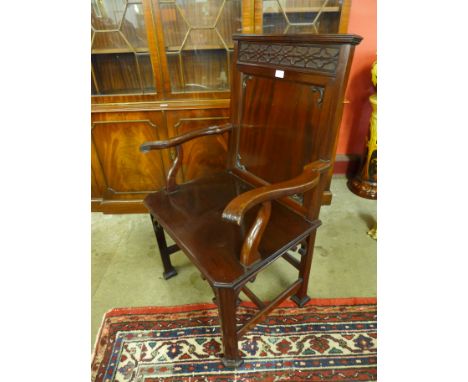 A Chippendale Revival mahogany armchair