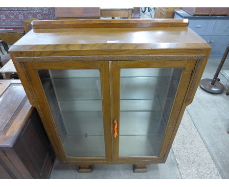 An oak two door bookcase