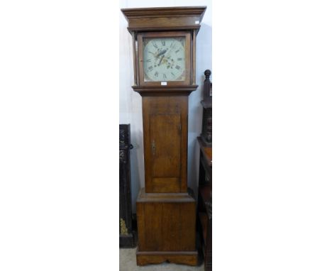 A 19th Century oak longcase clock, dial signed T Plant, Newport