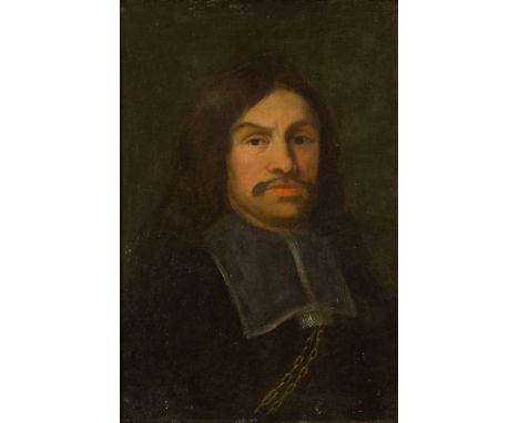 French School, late 17th century- Portrait of a gentleman, bust-length, with a moustache, and wearing a long ‘Louis XIII coll