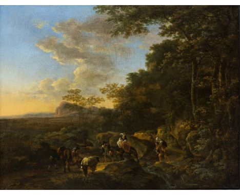 Jan Dirksz. Both,Dutch 1615-1652-A wooded landscape with travellers crossing a ford;oil on canvas, 71.9 x 92.2 cm.Provenance: