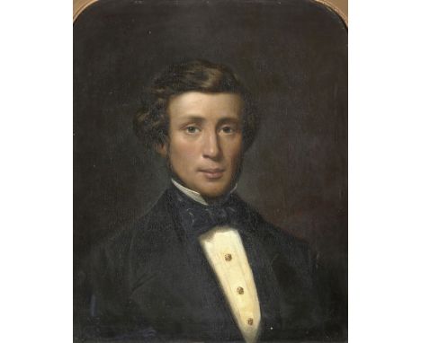 British School, mid-19th century- Portrait of a gentleman, bust-length, in a black coat and white stock; and Portrait of a la