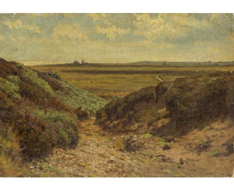 Attributed to Henry Hucks Gibbs, British 1819-1907- View of Dunwich, near Southwold; oil on canvas, bears inscription 'Sketch