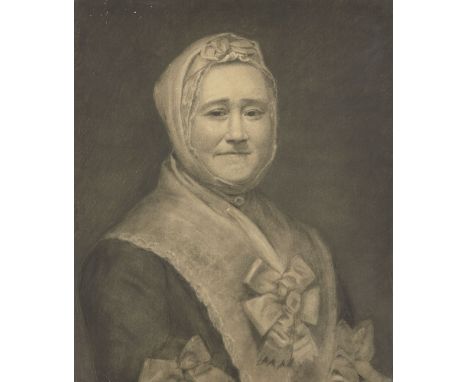 British School, early 19th century- Portrait of Grandmother Constable; pencil and black chalk on paper laid down on canvas, 6