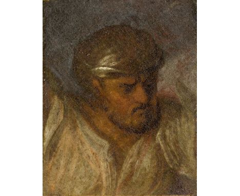 Flemish School, late 17th / early 18th century- Sketch of a man, possibly a soldier or an Ottoman; oil on paper laid down on 