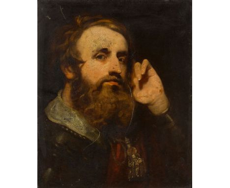 Circle of William Etty, RA, British 1787-1849- Portrait of a bearded man, bust-length, turned to the right; oil on board, 65 