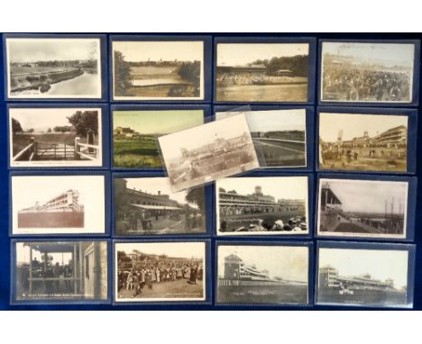 Postcards, Horse Racing, a selection of 17 UK race courses, inc. Chester (2 RPs), Sandown Park (WHA2337), York races RP1908 (