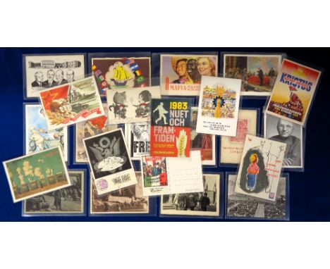 Postcards, a collection of approx. 48 continental size cards, with many political from Russia, also good European artwork. In