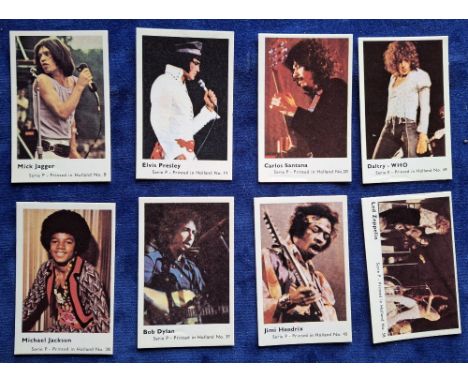 Trade cards, Dandy Gum Pop Stars series P cards 1-60 including Jimi Hendrix, Michael Jackson, Bob Dylan, Led Zeppelin etc (vg