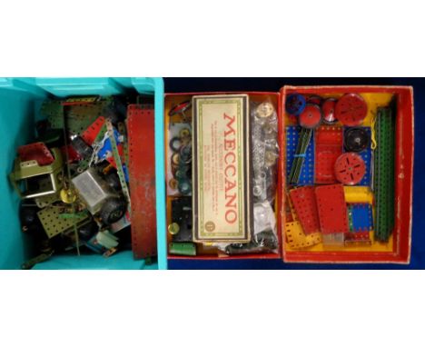 Meccano, a crate of 100s of loose Meccano pieces together with a KL44 model crane made by K&L Steel founders & Engineers Ltd.