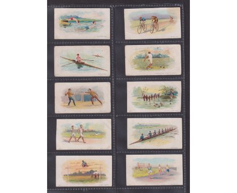 Cigarette cards, British Sports Series, 10 cards, 'Federation Corn Flour' backs (4), Sculling, Fishing, Walking, High Jump, '
