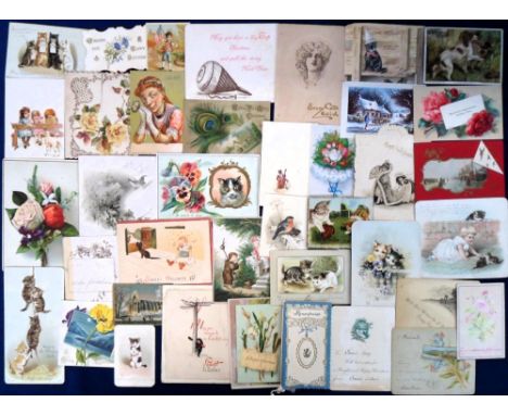 Vintage Greetings Cards, approx. 280 cards to include 1940/50s original artwork proofs, die-cut, glitter, deckle edged etc. S