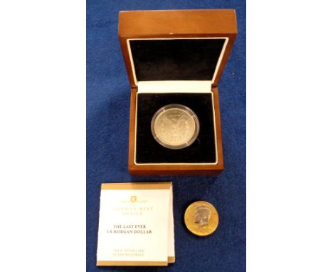Coins, The London Mint Office boxed 'The Last Ever US Morgan Dollar' just under an ounce of 0.900 silver, issue date 1921, co