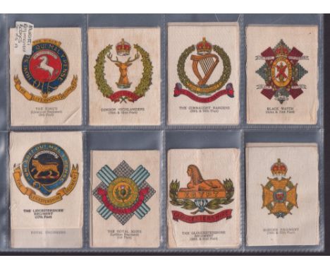 Tobacco silks, Murratti selection of 6 sets or near sets of Silk / Canvas issues. Regimental Badges series A 24/25 (missing 2