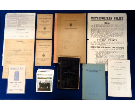 Police, 12 items to include a 1938 Lancashire Constabulary Advanced Driving Course lecture book, 1938 Metropolitan Police Mou