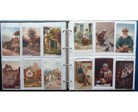 Postcards, a mixed collection of approx. 480 cards in 2 modern albums, mainly illustrated scenic UK views; artists include Wi