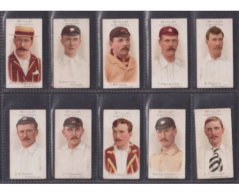 Cigarette cards, Cricket, Wills, Cricketers 1901 (set 50 cards) including W G Grace, C B Fry, K S Ranjitsinhji etc (a few wit