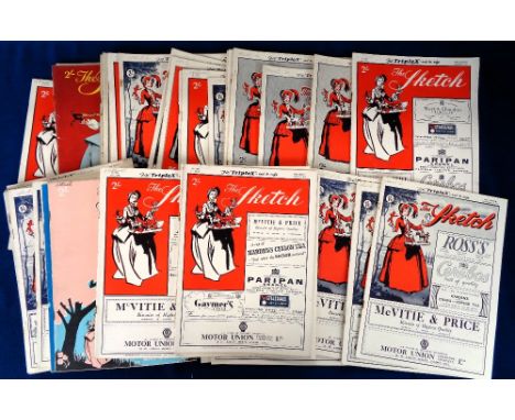 Magazines, 'The Sketch' 1947-51, 46 copies, some with full page colour cartoons by Michael Ffolkes early in his career, one w