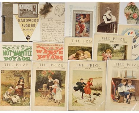 Ephemera, a selection of approx. 90 items of late 19th/early 20thC ephemera to include ostrich hunting print, The Prize magaz