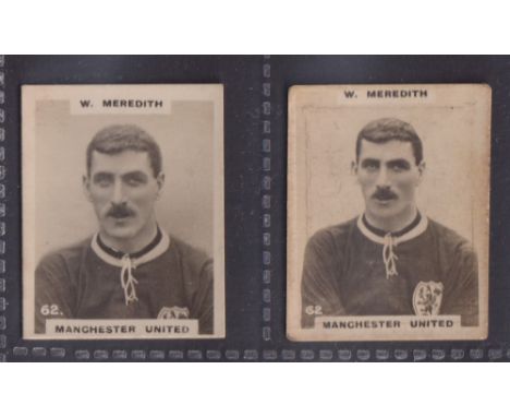 Cigarette cards, Football, Godfrey Phillips K size Pinnace Footballers, 2 types both number 62 Billy Meredith Manchester Unit
