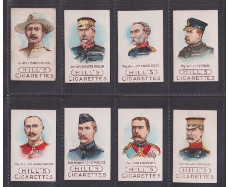 Cigarette cards, R J Hill, Boer War Generals (set 12 cards) including Baden Powell (Baden Powell grubby, fair other 11 cards 