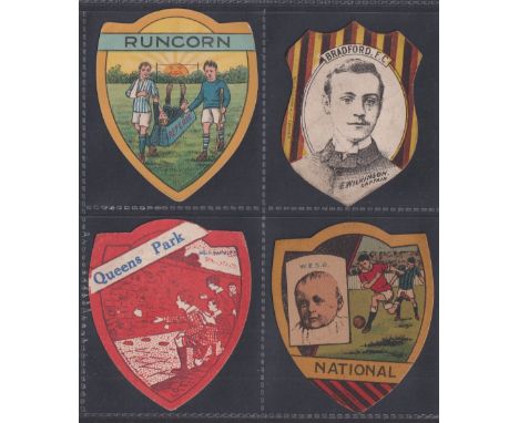 Trade cards, Baines Shields, four football cards, Runcorn, Bradford City F.C. (with Wilkinson inset), Queens Park and Nationa