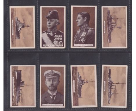 Cigarette cards, Military theme, 128 better cards in small runs / part sets, L & B Naval Portraits (25, both series), Murray 