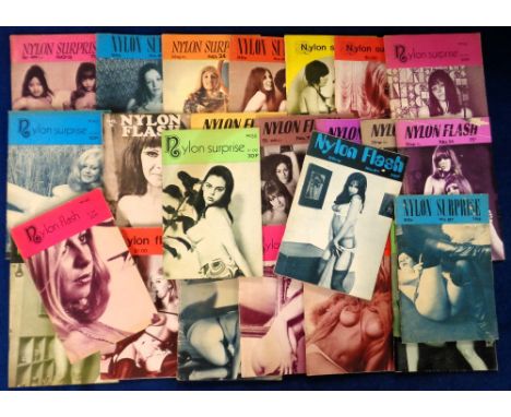 Glamour magazines, a collection of 23 small format vintage magazines, Nylon Surprise (10 issues nos 15, 21, 24, 25, 27, 32, 3