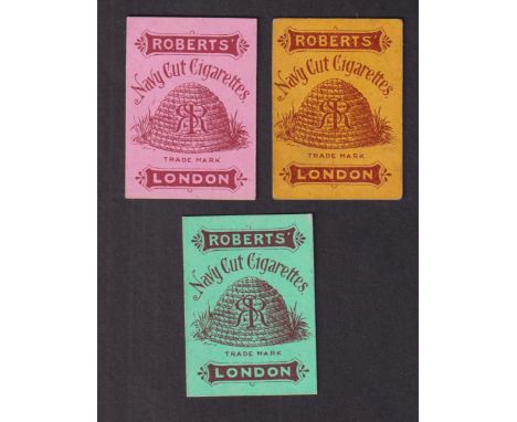 Cigarette cards, Robert's, Miniature Playing Cards, 'K' size, three type cards, 3S (Yellow back, fair/gd), AD (Pink back, gd)