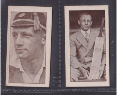 Trade cards, Cricket, Allen (Australia) Donald Bradman's Test Records, (series 1 Steam Roller back), 2 cards numbers 10 head 