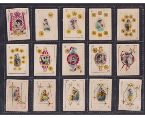 Cigarette cards, Canary Islands, La Flor Islena, Playing Cards, glossy cards with unnamed beauty to centre, 'K' size, 44 diff