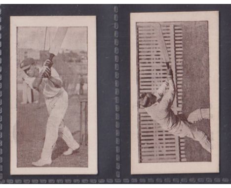 Trade cards, Cricket, Allen (Australia) Donald Bradman's Test Records, (series 1 Steam Roller back), 2 cards numbers 17 end o