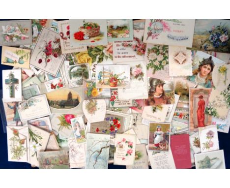 Vintage Greetings Cards, Cats and Others, approx. 260 cards to comprise die-cut, embossed, deckle edged, children, flowers et