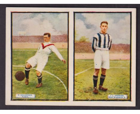 Trade cards, Thomson, Coloured Photos of Star Footballers, (set, 12 cards) issued in 6 uncut pairs including Hughie Gallacher
