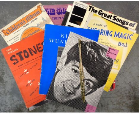 Entertainment, Song Books, 100 1950s-1990s song books to include The Rolling Stones, The Beatles, The Shadows, Leonard Cohen,