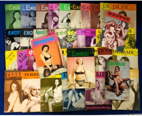 Glamour magazines, a collection of 40 small format vintage magazines, Exotic (13 issues nos 1, 3, 7, 13, 15, 16, 17, 20, 22, 