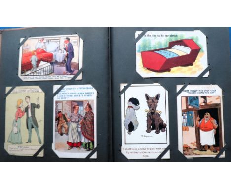 Postcards, Comic, a vintage album with approx. 400 comic cards, artists include Morgan, Kyd, McGill, Bamforth, Neal, Maurice,