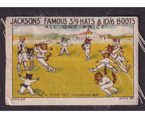 Trade silk, Jackson's Hats & Boots, Louis Wain Cat Cartoons, type, Cricket Match, 'M' size (slight fraying, gd) (1)