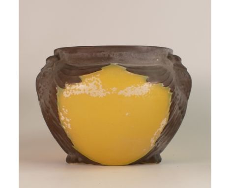 Wileman &amp; Co Foley, Faience Yellow Ground Bowl with black winged birds. Height: 16cm