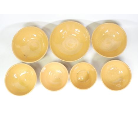 Isabella Pope, Seven Studio Pottery Bowls in Various Sizes. Pope was a Master Potter and teacher who created these forms insp